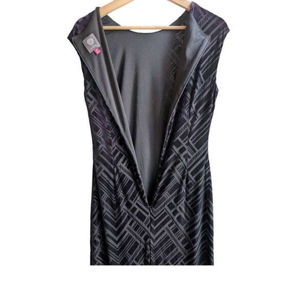 Vince Camuto Burnout Velvet Art Deco Deep Purple Sheath Midi Dress Size 10 - Picture 8 of 11